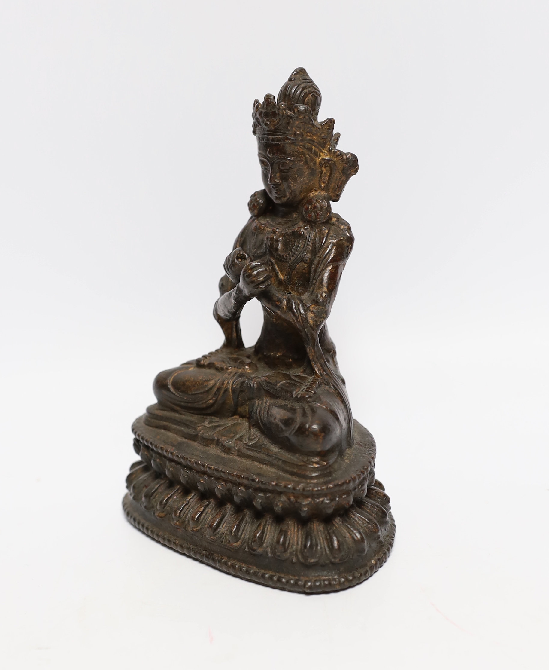 A Chinese bronze figure of Tara, possibly Tibetan, 19cm high